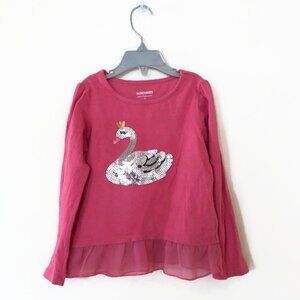 Wonderkids Rose Sequin Swan Long Sleeve Top